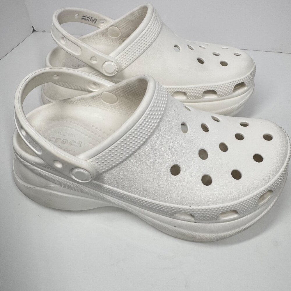Crocs Classic Bae White Platform Size 7 Clogs Rubber Chunky Clogs - Picture 10 of 14